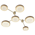 Iris Hub & Spoke Linear Ceiling Light - Gilded Brass / Nutmeg Leather