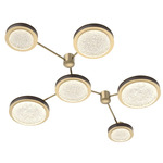Iris Hub & Spoke Linear Ceiling Light - Gilded Brass / Cocoa Leather