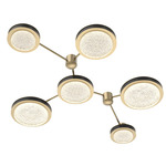 Iris Hub & Spoke Linear Ceiling Light - Gilded Brass / Licorice Leather