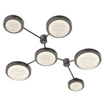 Iris Hub & Spoke Linear Ceiling Light - Graphite / Dark Oak Wood