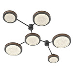 Iris Hub & Spoke Linear Ceiling Light - Matte Black / Nutmeg Leather