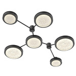 Iris Hub & Spoke Linear Ceiling Light - Matte Black / Licorice Leather