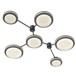 Iris Hub & Spoke Linear Ceiling Light - Matte Black / Light Oak Wood