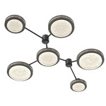 Iris Hub & Spoke Linear Ceiling Light - Matte Black / Ash Wood