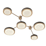Iris Hub & Spoke Linear Ceiling Light - Novel Brass / Licorice Leather