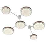 Iris Hub & Spoke Linear Ceiling Light - Salt White / Nutmeg Leather