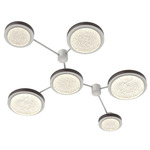 Iris Hub & Spoke Linear Ceiling Light - Salt White / Cocoa Leather