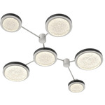 Iris Hub & Spoke Linear Ceiling Light - Salt White / Licorice Leather