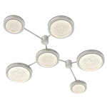 Iris Hub & Spoke Linear Ceiling Light - Salt White / Light Oak Wood