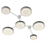 Iris Hub & Spoke Linear Ceiling Light - Salt White / Dark Oak Wood