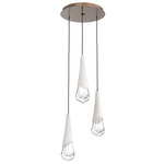 Hailstone Round Multi Light Chandelier - Burnished Bronze / Chalk