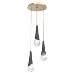 Hailstone Round Multi Light Chandelier - Gilded Brass / Charcoal