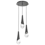 Hailstone Round Multi Light Chandelier - Matte Black / Charcoal