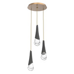 Hailstone Round Multi Light Chandelier - Novel Brass / Charcoal