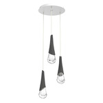 Hailstone Round Multi Light Chandelier - Salt White / Charcoal