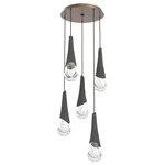 Hailstone Round Multi Light Chandelier - Burnished Bronze / Charcoal