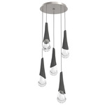 Hailstone Round Multi Light Chandelier - Beige Silver / Charcoal
