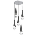 Hailstone Round Multi Light Chandelier - Classic Silver / Charcoal