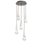 Hailstone Round Multi Light Chandelier - Flat Bronze / Chalk