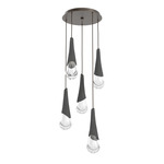 Hailstone Round Multi Light Chandelier - Flat Bronze / Charcoal