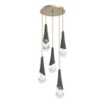 Hailstone Round Multi Light Chandelier - Gilded Brass / Charcoal