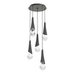 Hailstone Round Multi Light Chandelier - Matte Black / Charcoal