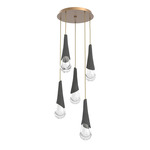 Hailstone Round Multi Light Chandelier - Novel Brass / Charcoal