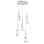 Hailstone Round Multi Light Chandelier - Salt White / Chalk