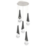 Hailstone Round Multi Light Chandelier - Salt White / Charcoal