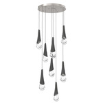 Hailstone Round Multi Light Chandelier - Beige Silver / Charcoal