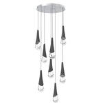 Hailstone Round Multi Light Chandelier - Classic Silver / Charcoal