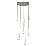 Hailstone Round Multi Light Chandelier - Flat Bronze / Chalk