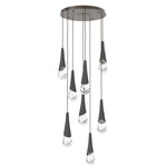 Hailstone Round Multi Light Chandelier - Flat Bronze / Charcoal