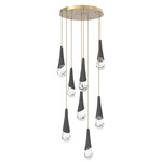 Hailstone Round Multi Light Chandelier - Gilded Brass / Charcoal