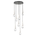 Hailstone Round Multi Light Chandelier - Matte Black / Chalk