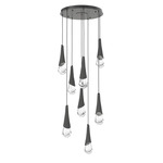Hailstone Round Multi Light Chandelier - Matte Black / Charcoal