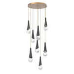Hailstone Round Multi Light Chandelier - Novel Brass / Charcoal