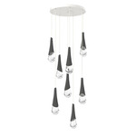 Hailstone Round Multi Light Chandelier - Salt White / Charcoal