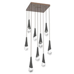 Hailstone Square Multi Light Chandelier - Burnished Bronze / Charcoal