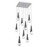 Hailstone Square Multi Light Chandelier - Classic Silver / Charcoal