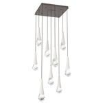 Hailstone Square Multi Light Chandelier - Flat Bronze / Chalk