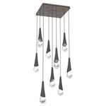 Hailstone Square Multi Light Chandelier - Flat Bronze / Charcoal