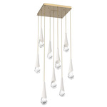Hailstone Square Multi Light Chandelier - Gilded Brass / Chalk