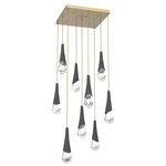 Hailstone Square Multi Light Chandelier - Gilded Brass / Charcoal