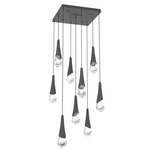 Hailstone Square Multi Light Chandelier - Matte Black / Charcoal