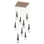 Hailstone Square Multi Light Chandelier - Novel Brass / Charcoal