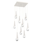 Hailstone Square Multi Light Chandelier - Salt White / Chalk