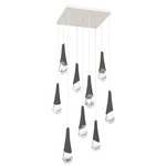 Hailstone Square Multi Light Chandelier - Salt White / Charcoal