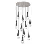 Hailstone Round Multi Light Chandelier - Beige Silver / Charcoal