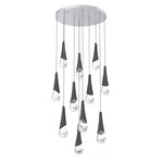 Hailstone Round Multi Light Chandelier - Classic Silver / Charcoal